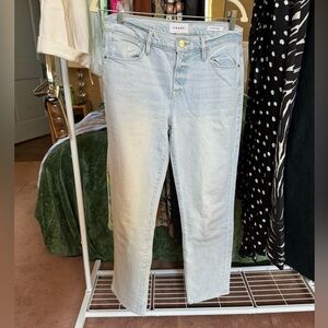 Frame Le High Straight Light Wash Jeans 26